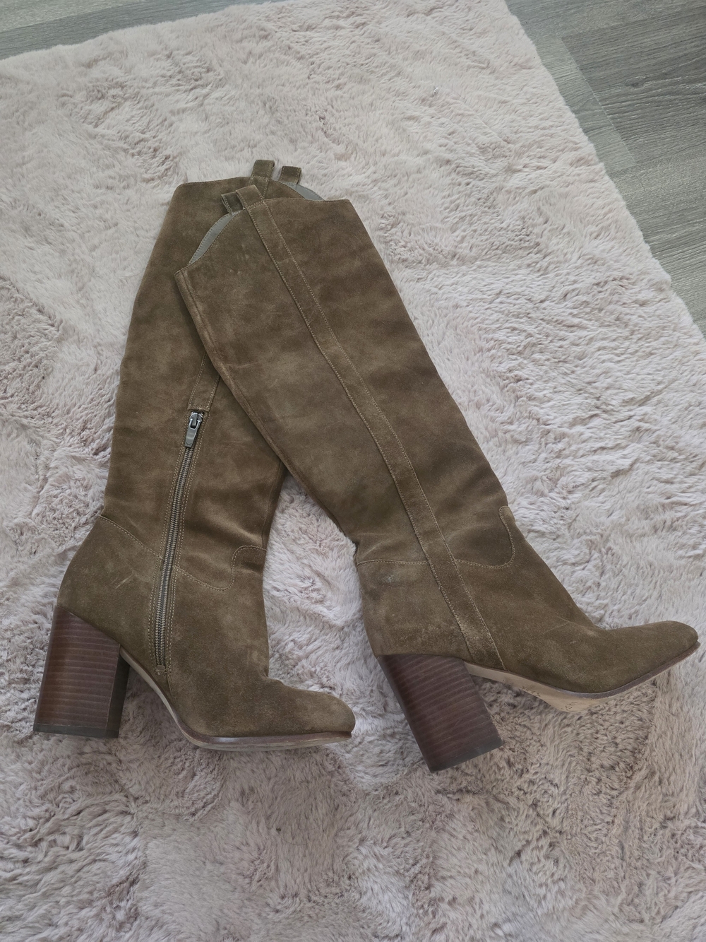 Via Spiga Olive Brown Over-the-Knee Suede Boots